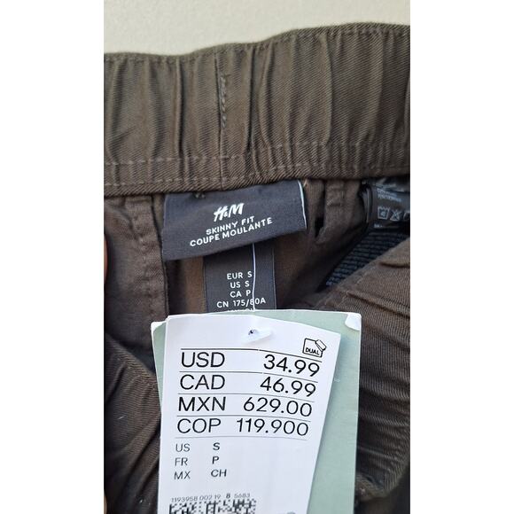 H&M Women's Olive Military Green Skinny Cargo Pants Size S Recycled Cotton blend - Picture 3 of 10
